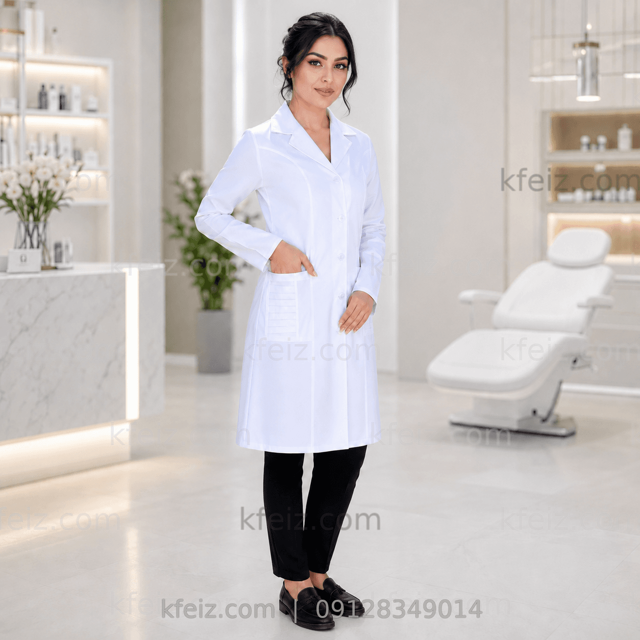 روپوش پزشکی زنانه مدل نگین | شیک، راحت و مناسب مطب