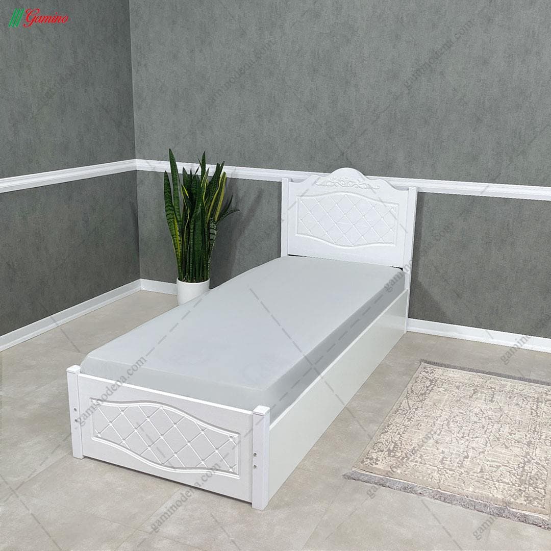 تخت خواب ساده سفید وکیوم آیلار یک نفره
