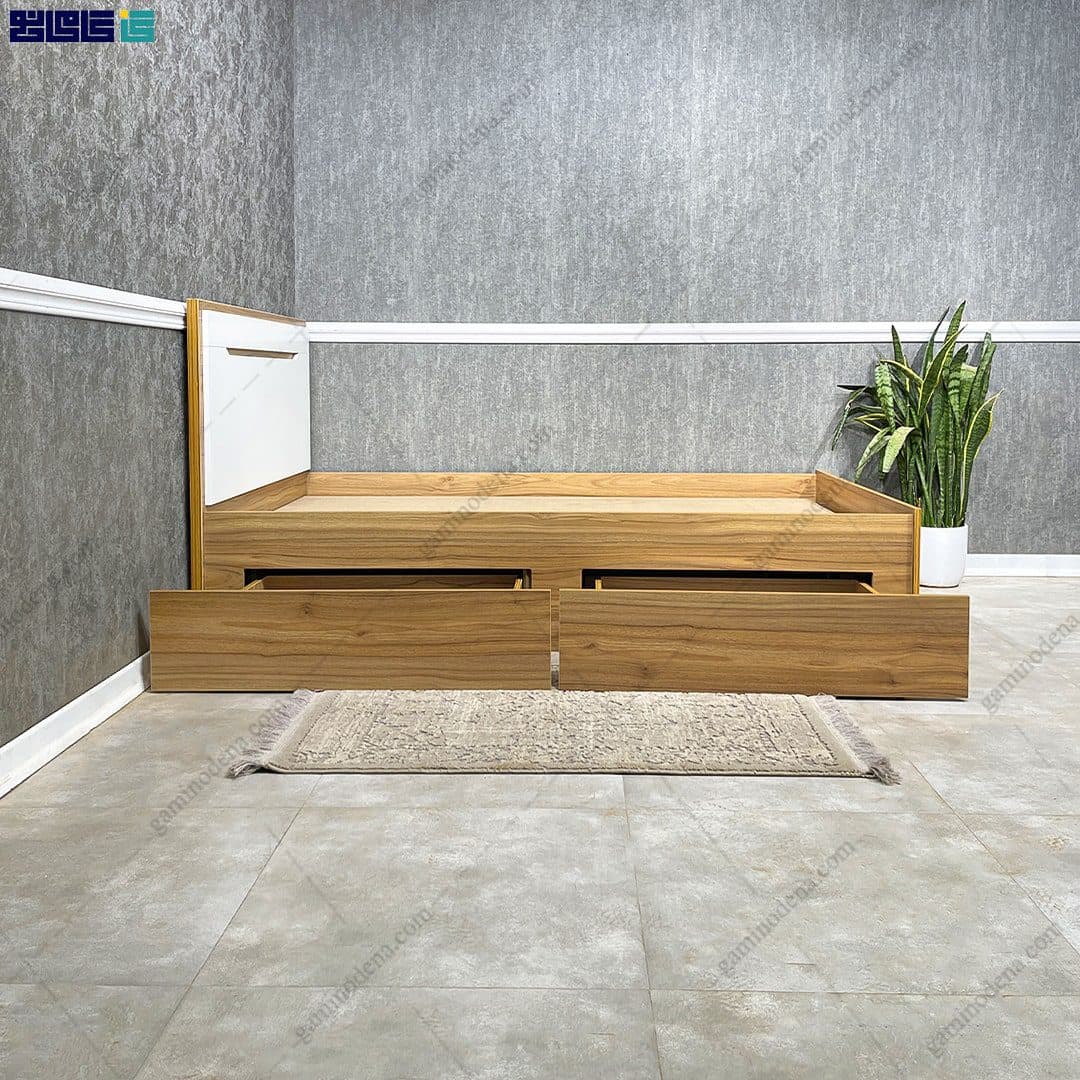 تخت خواب کشو دار دخترانه لاکچری آلوا 120 — تصویر ۳