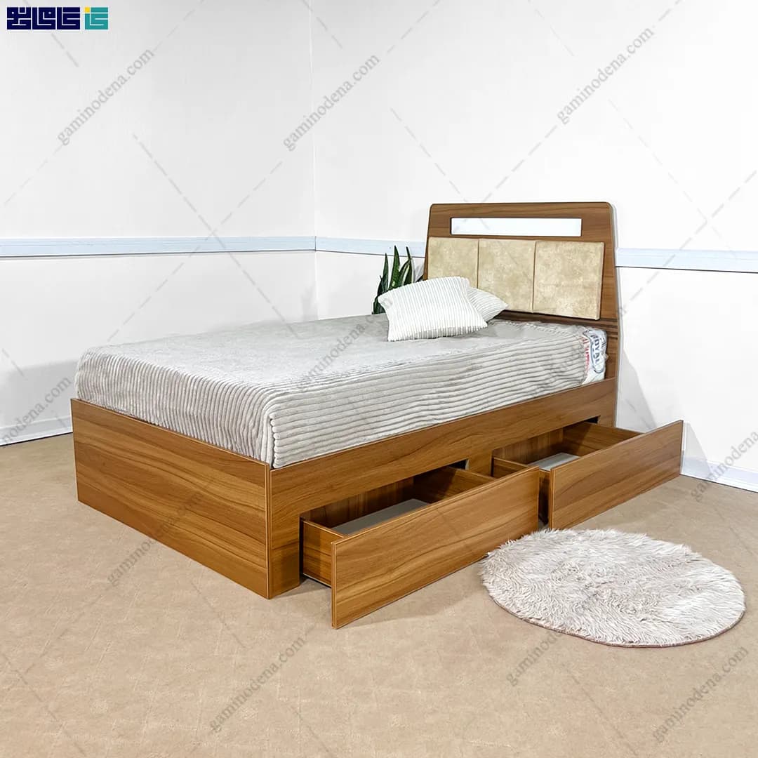 تخت خواب پارچه ای آبنوس یک نفره — تصویر ۳