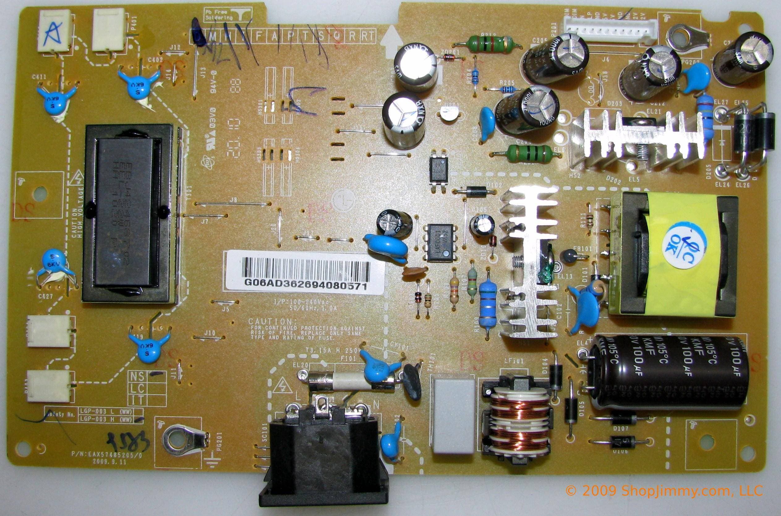 برد پاور و تغذیه مانیتور ال جی مدل LG W2043S /W2243 PN: Eax57485205/0