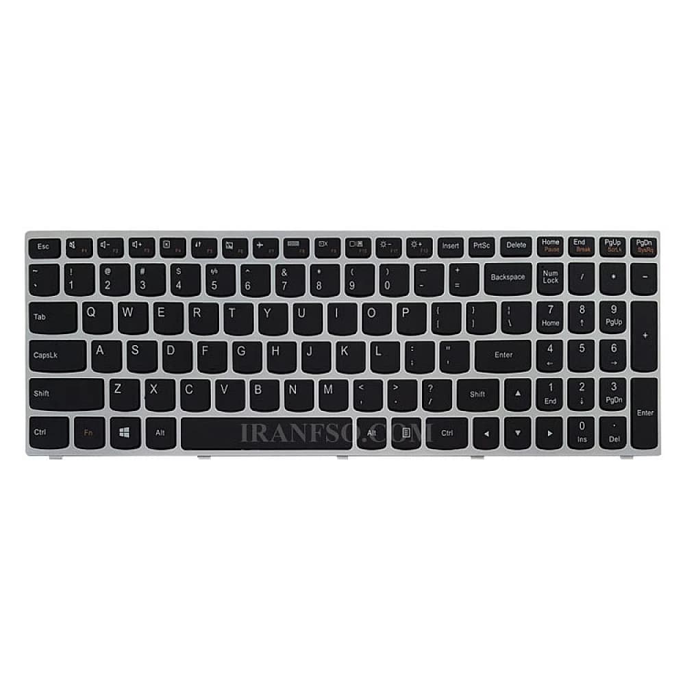 کیبرد لپ تاپ لنوو IdeaPad G50-70 مشکی-بدون بک لایت-با فریم نقره ای