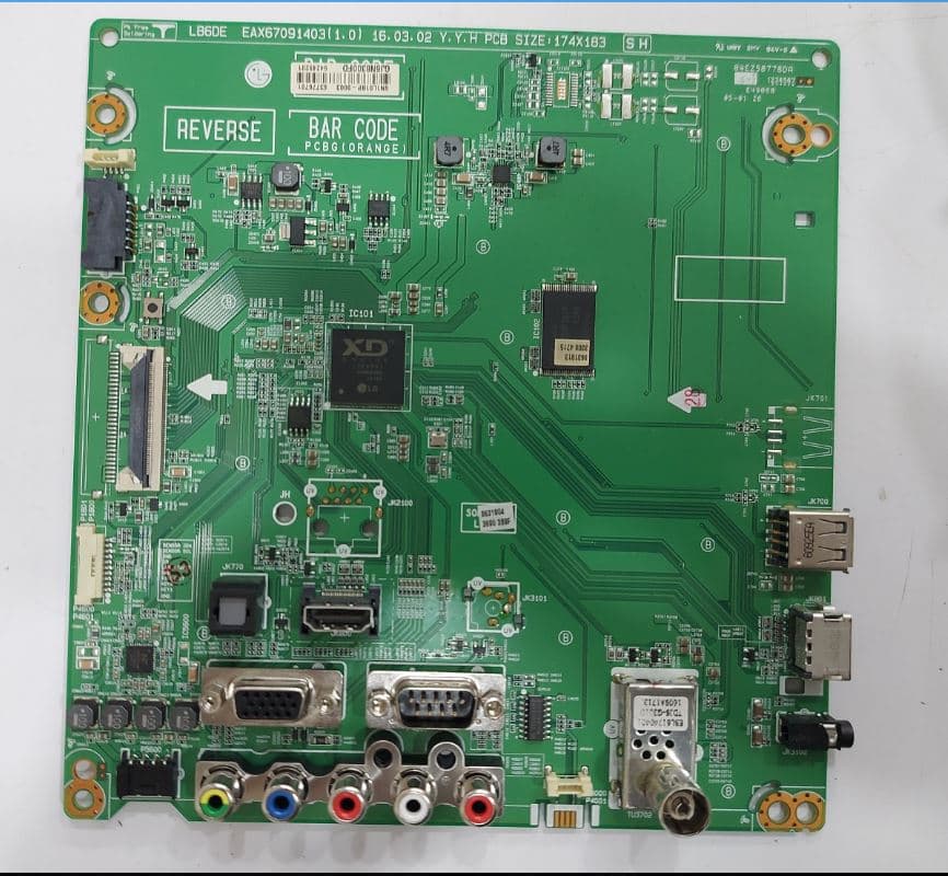 برد تصویر تلویزیون ال جی برای مدل 49 اینچ ال ای دی با پارت نامبر LB6DE EAX67091403 (1.0) 16.03.02 Y.Y.HPCB SIZE:174X183