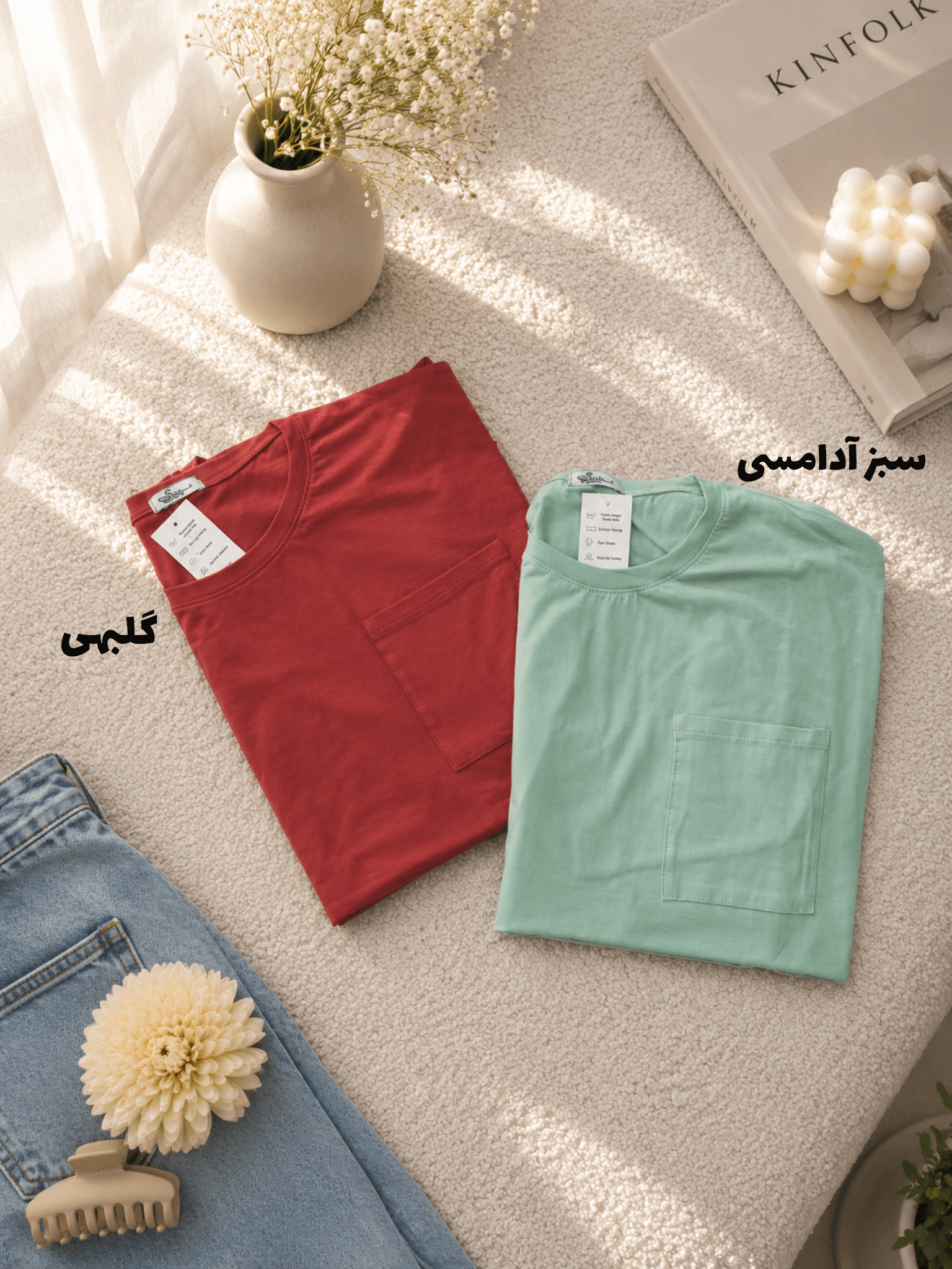 تیشرت قواره بزرگ پایین هلال جیبدار — تصویر ۲