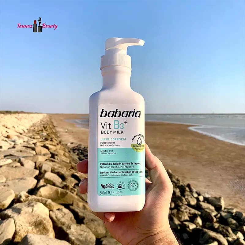 لوسیون بدن باباریا ویتامین B3 اصل | Body Milk پوست حساس 500 میل — تصویر ۲