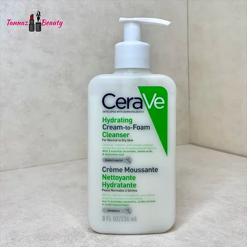 ژل شستشو آبرسان سراوی برای پوست خشک مدل Hydrating Cream to Foam — تصویر ۴