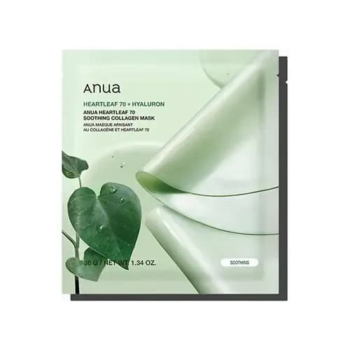 ماسک ورقه ای تسکین دهنده و کلاژن آنوا مدل Heartleaf + Hyaluron