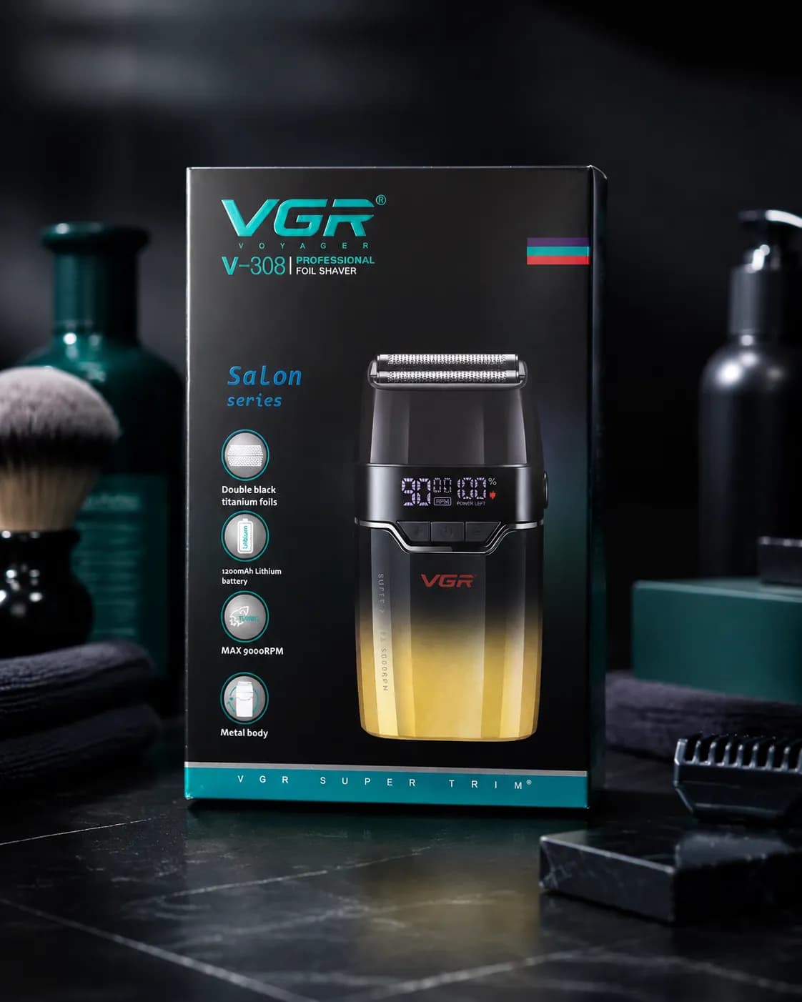 ماشین اصلاح شارژی وی جی ار مدل V-308؛ ترکیب قدرت، دقت و آراستگی حرفه ای — تصویر ۳
