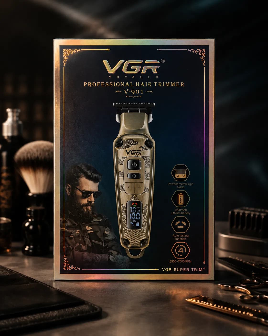 ماشین اصلاح سر و صورت وی جی ار مدل V-901؛ تجلی دقت و قدرت در آراستگی حرفه ای — تصویر ۴