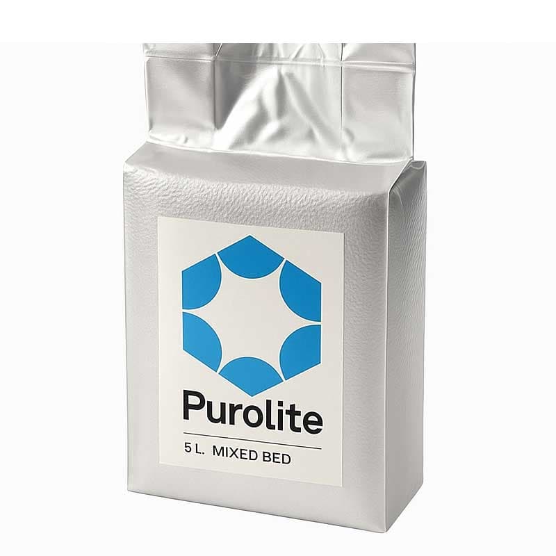 رزین میکس‌بد Purolite بسته‌بندی وکیوم ۵ لیتری (کاتیونی و آنیونی)