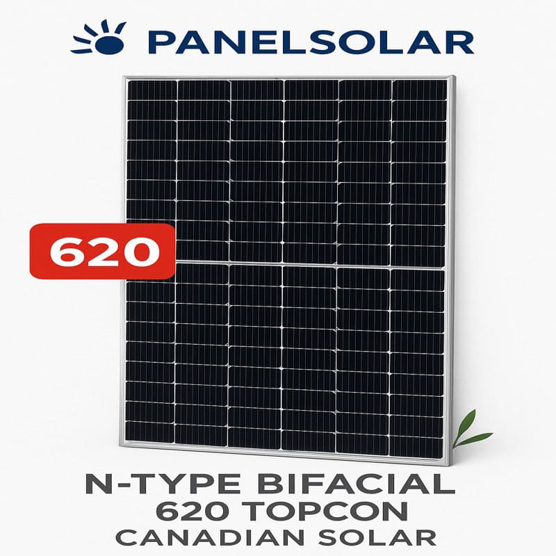پنل خورشیدی ۶۲۰ وات بایفشیال N-Type TOPCon مدل Canadian Solar