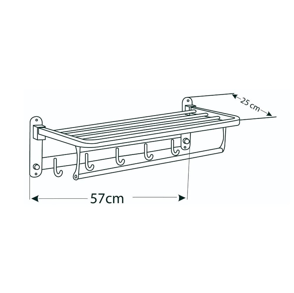 رخت آویز استیل 60cm تاشو R58 (کروم) — تصویر ۴