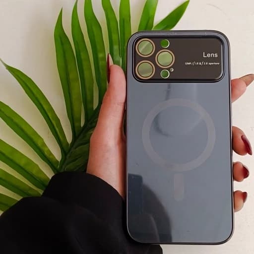 گارد گوشی Iphone 15 pro max طرح مگ سیف دار رنگ مشکی و با محافظ لنز قاب و کاور و محافظ موبایل
