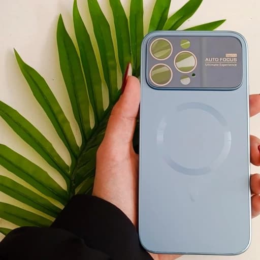 گارد گوشی Iphone 14 pro max طرح مگ سیف دار رنگ آبی و با محافظ لنز قاب و کاور و محافظ موبایل
