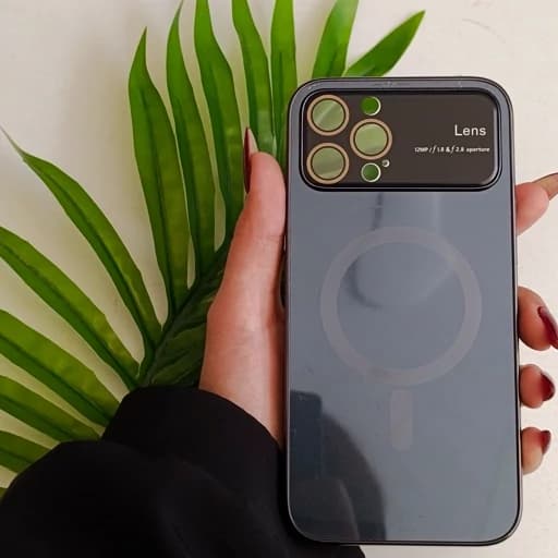 گارد گوشی Iphone 13 pro max طرح مگ سیف دار رنگ مشکی و با محافظ لنز قاب و کاور و محافظ موبایل