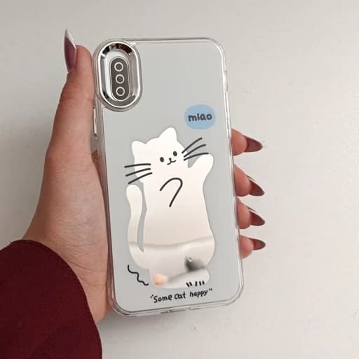 گارد گوشی Iphone X طرح آیینه ای فانتزی مدل گربه آیفون ایکس قاب و کاور