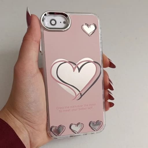 گارد گوشی Iphone 7G /Iphone 8G طرح آیینه ای فانتزی مدل قلب رنگ صورتی آیفون 7 جی / آیفون 8 جی قاب و کاور