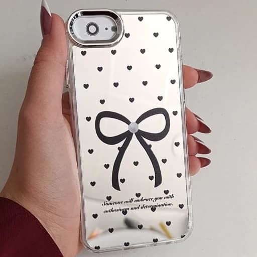 گارد گوشی Iphone 7G /Iphone 8G طرح آیینه ای فانتزی مدل پاپیون رنگ مشکی نگین دار آیفون 7 جی / آیفون 8 جی قاب و کاور