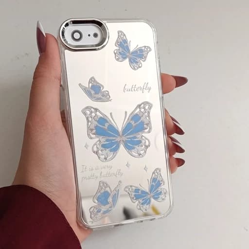 گارد گوشی Iphone 7G /Iphone 8G طرح آیینه ای فانتزی مدل پروانه رنگ آبی آیفون 7 جی / 8 جی قاب و کاور