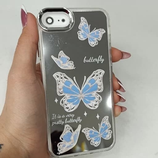 گارد گوشی Iphone 6G طرح آیینه ای فانتزی مدل پروانه ای رنگ آبی آیفون 6 جی قاب و کاور — تصویر ۲