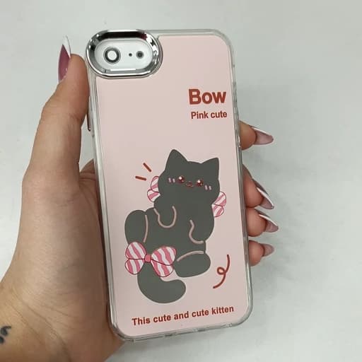 گارد گوشی Iphone 6G طرح آیینه ای فانتزی مدل گربه ای رنگ صورتی آیفون 6 جی قاب و کاور