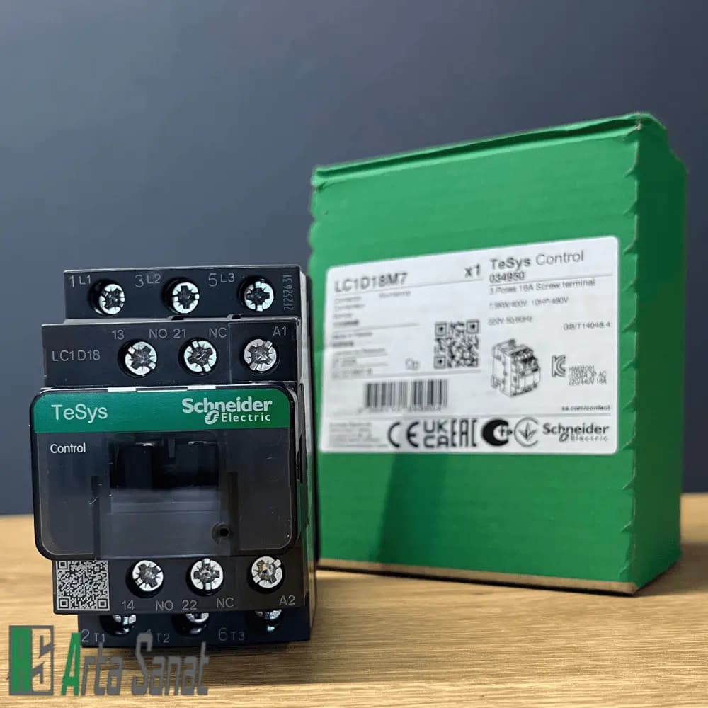 کنتاکتور D18 اشنایدر 220 ولت LC1D18M7 — تصویر ۳