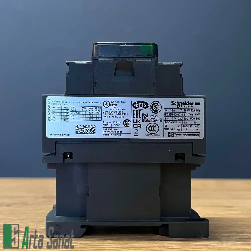 کنتاکتور D18 اشنایدر 220 ولت LC1D18M7 — تصویر ۶