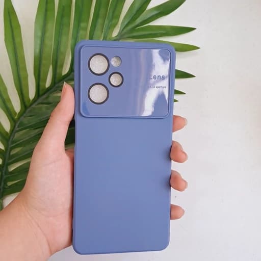 گارد گوشی شیائومی Poco X5 pro با محافظ لنز دوربین کاور و محافظ ایکس پنج پرو رنگ آبی کمرنگ poco x5 pro