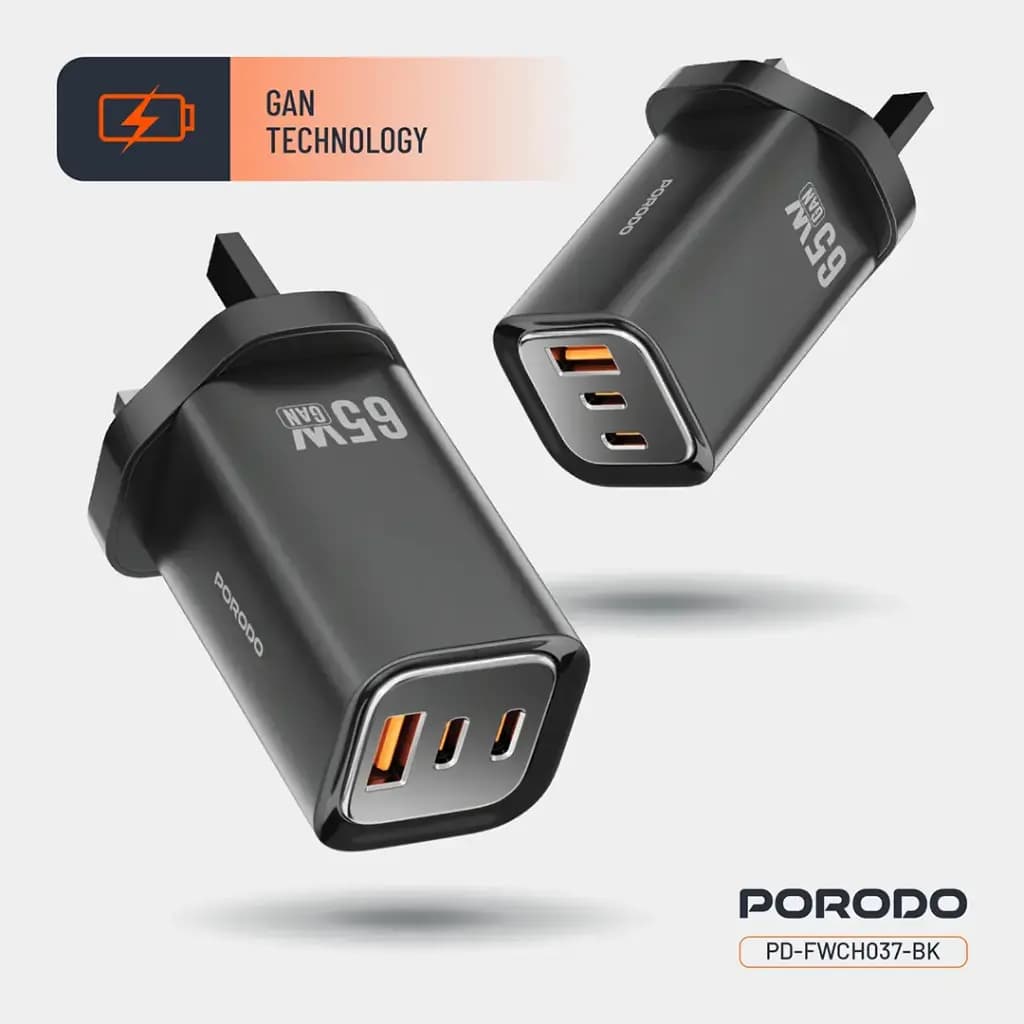 شارژر پرودو Porodo 65W Triple Output Quick Wall Charger — تصویر ۶