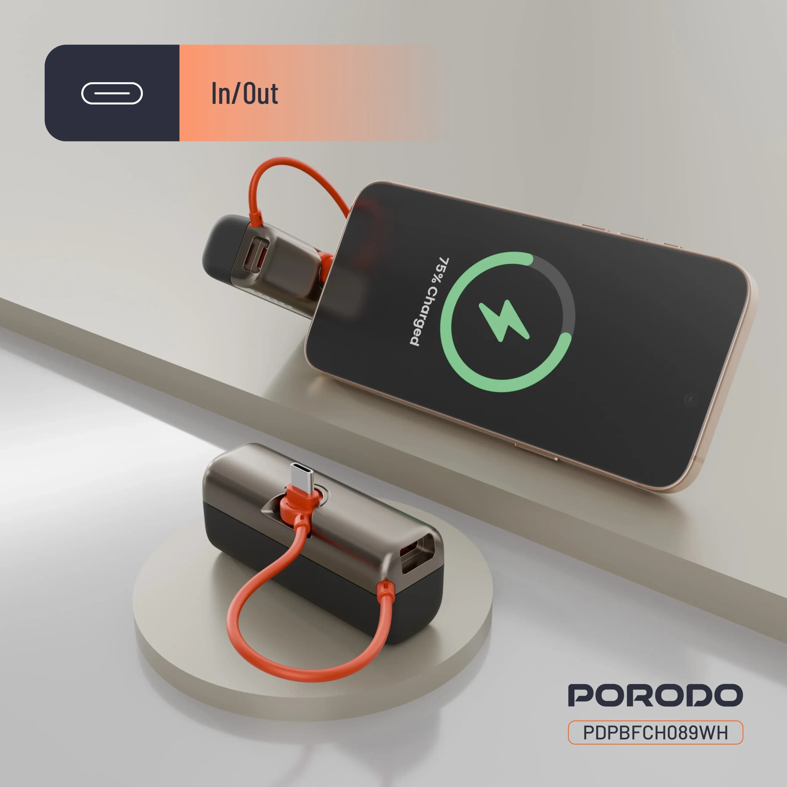 پاوربانک پرودو Porodo Pocket volt 10000mAh PDPBFCH090 گارانتی رسمی 6 ماهه گجت — تصویر ۶