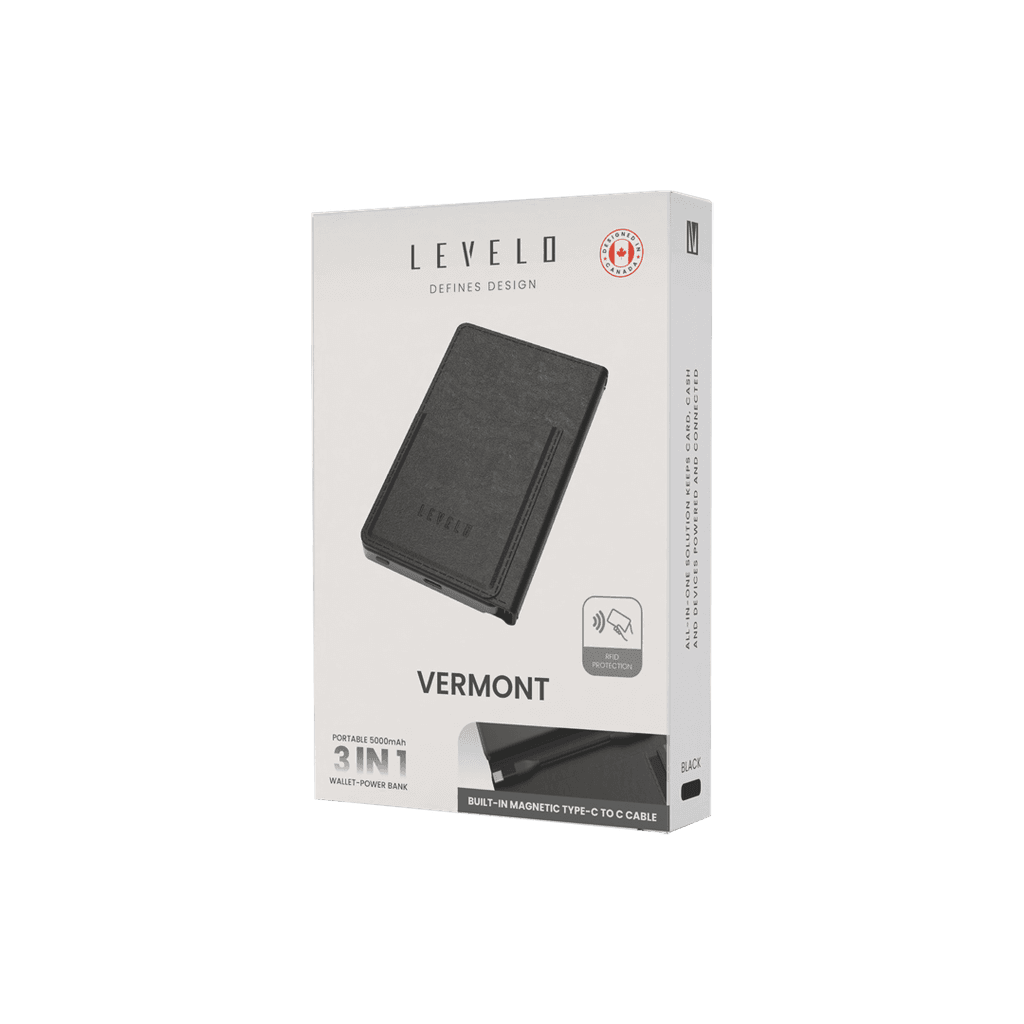 پاوربانک لولو LEVELO Vermont 3 IN 1 Portable Wallet Powerbank گارانتی رسمی 6 ماهه گجت — تصویر ۲
