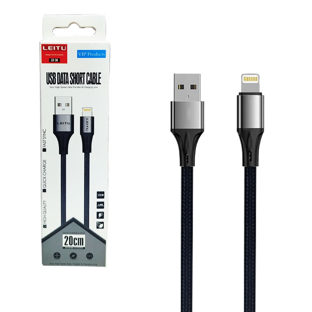کابل شارژ پاوربانکی آیفونی 20cm کنفی Leitu LD-38