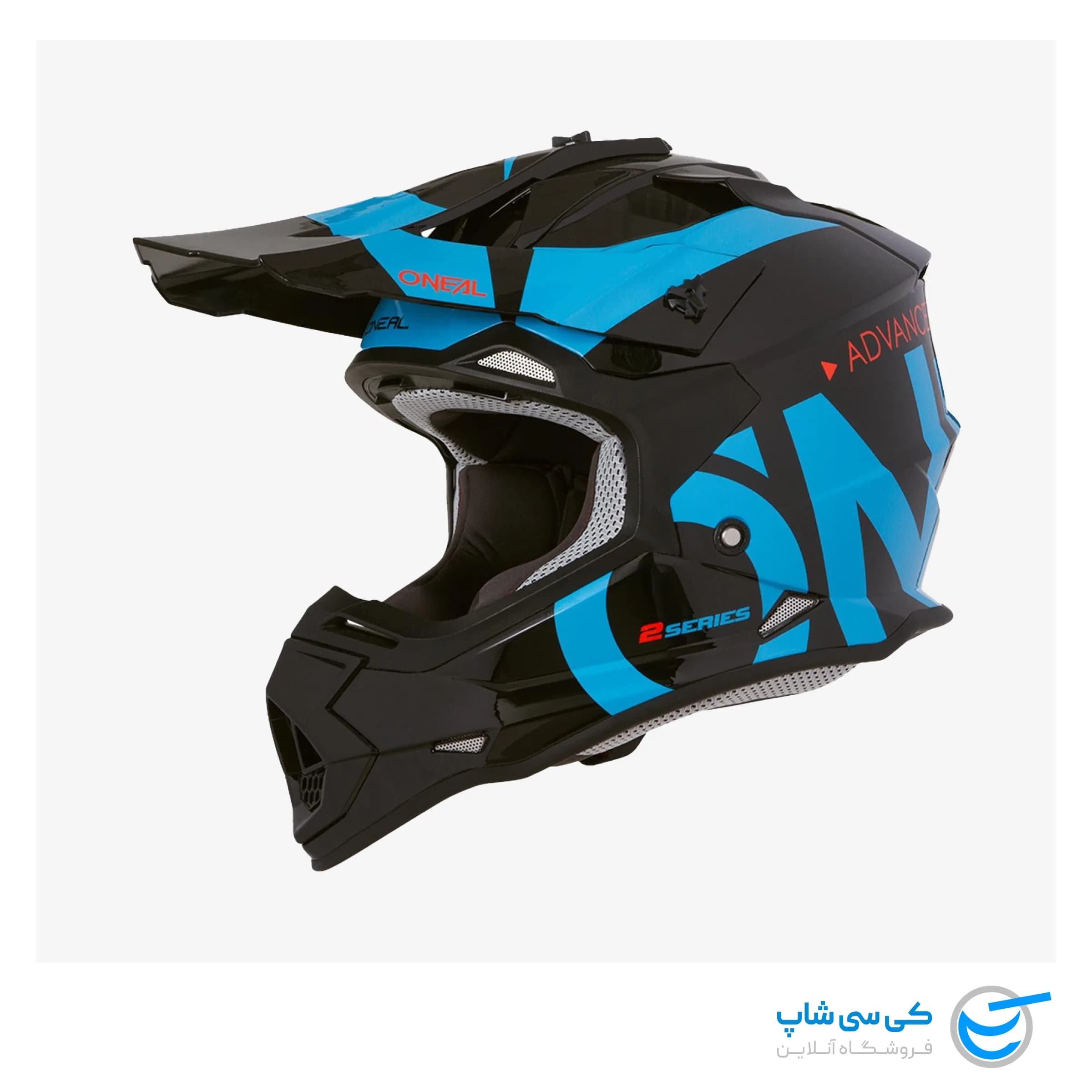 کلاه کاسکت موتور کراس اونیل سری 2 طرح ساده Slick رنگ آبی و مشکی