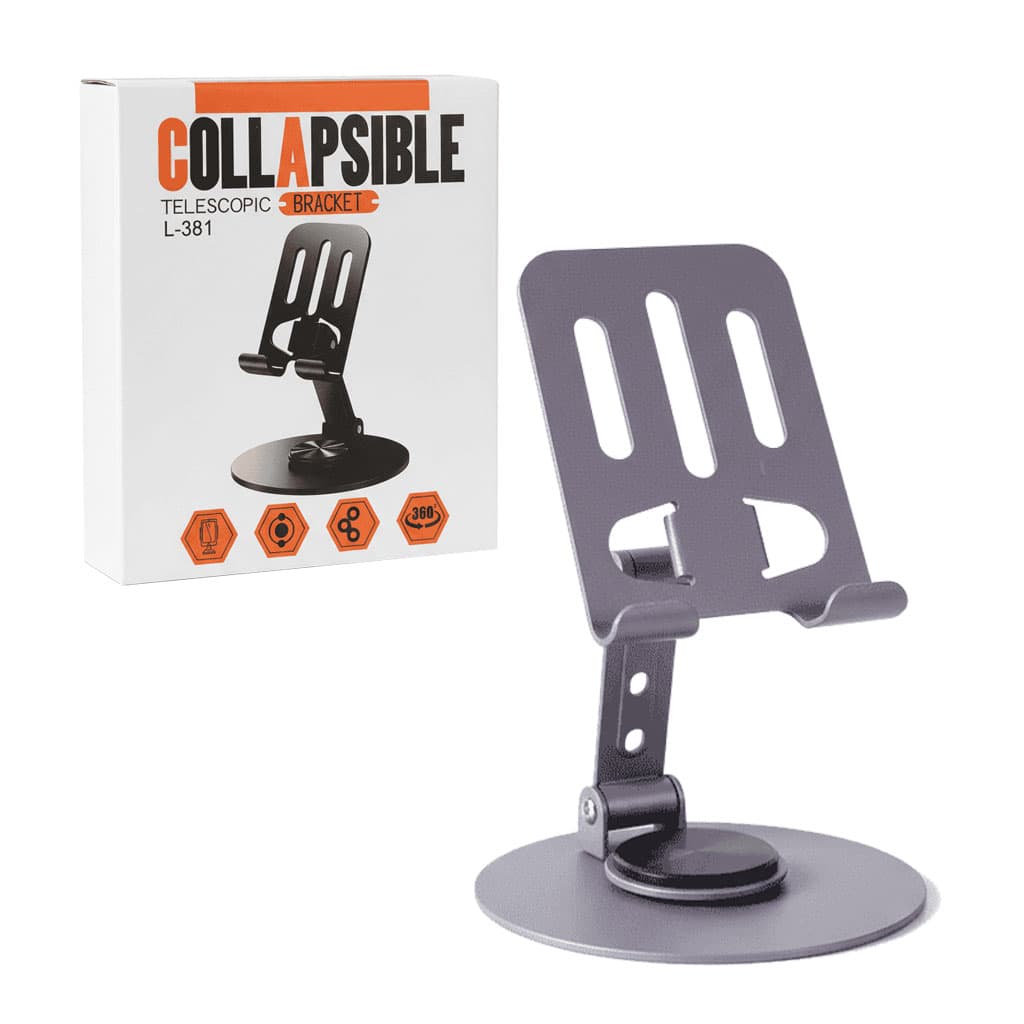 استند رومیزی فلزی پایه دار چرخشی 360درجه Collapsible Bracket L-381