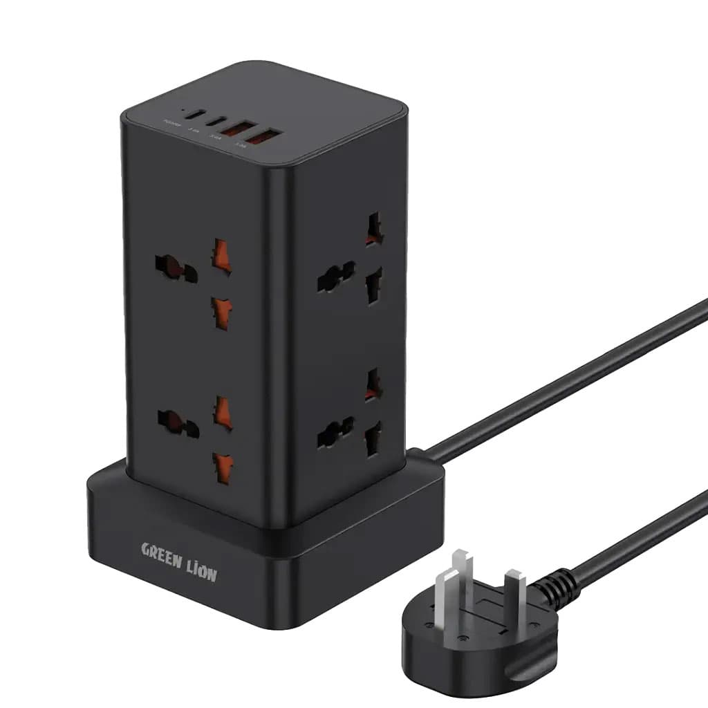 هشت راهی برق هوشمند گرین لاین مدل پاور تاور Green Lion Power Tower Multi-Port Power Strip — تصویر ۲