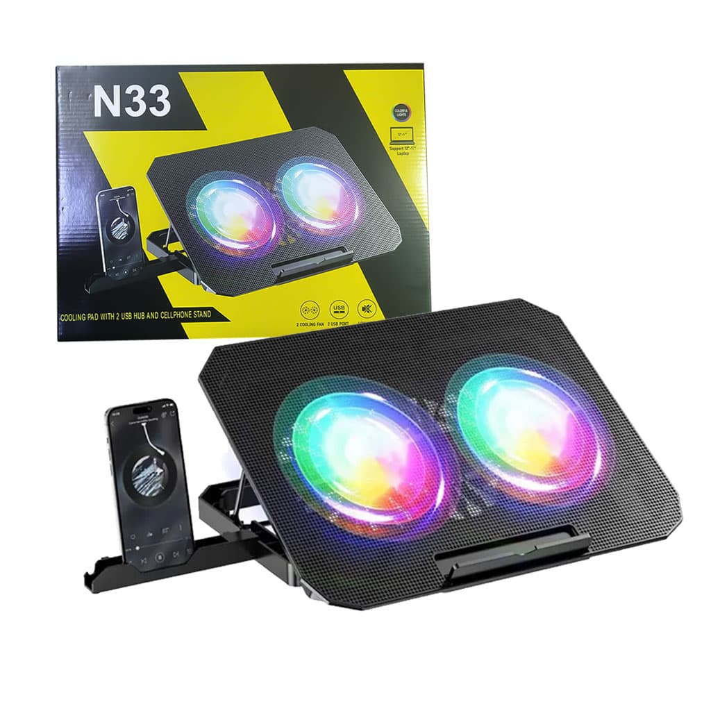 کول پد گیمینگ 2 فن RGB دار دارای استند موبایل N33