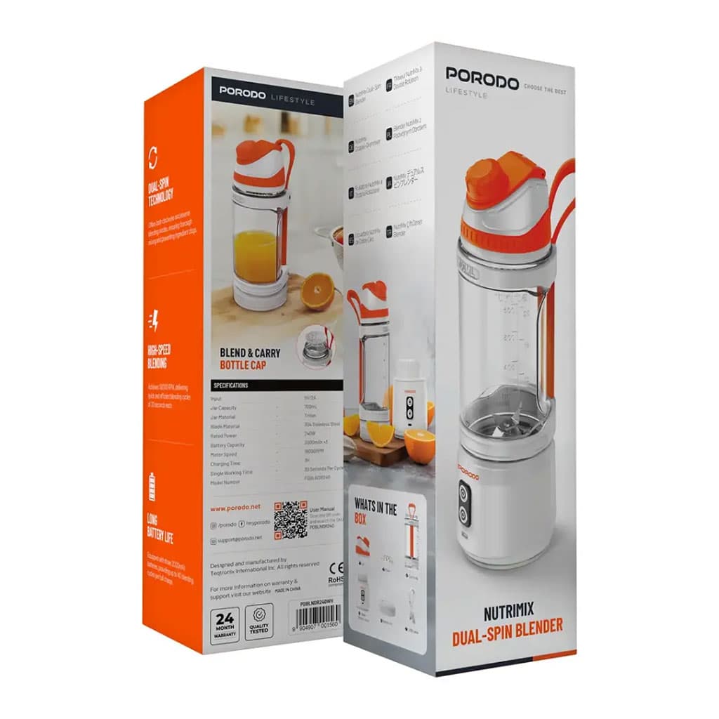 بلندر و مخلوط کن شارژی پرودو مدل نوتری میکس Porodo Lifestyle Nutrimix Dual-Spin Blender — تصویر ۸