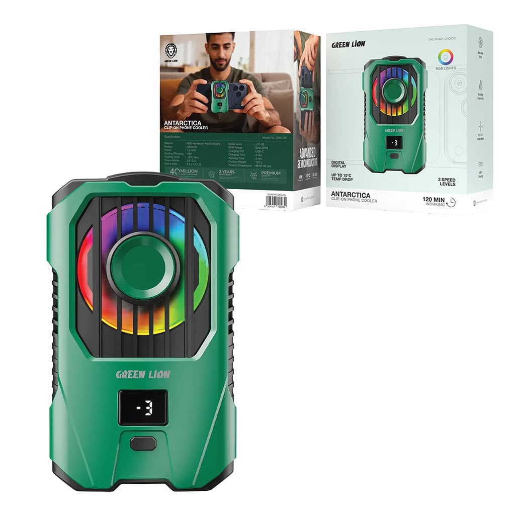 فن خنک کننده گوشی موبایل نمایشگر دار گرین لاین مدل آنتارکتیکا Green Lion Antarctica Phone Cooler