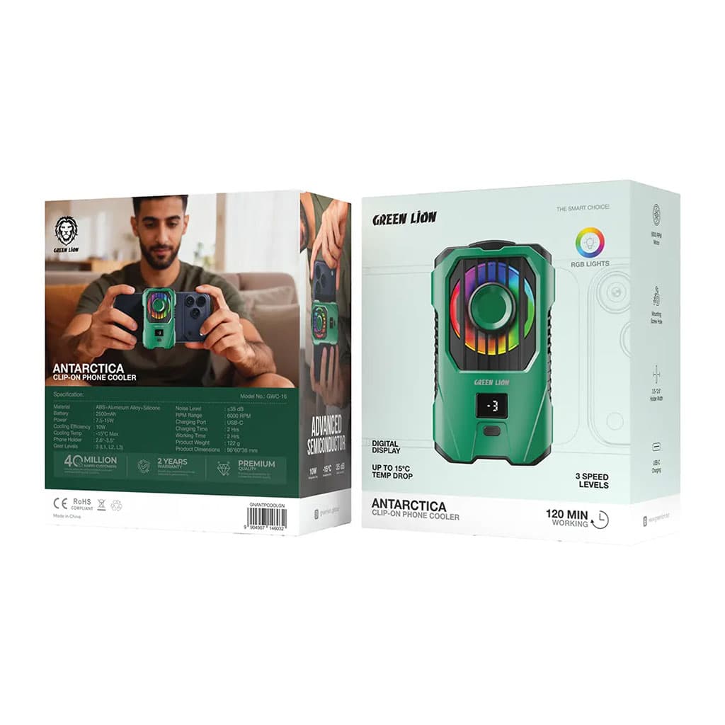 فن خنک کننده گوشی موبایل نمایشگر دار گرین لاین مدل آنتارکتیکا Green Lion Antarctica Phone Cooler — تصویر ۴
