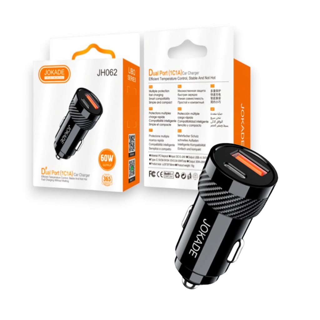 شارژر فندکی 2 پورت یک پورت PD فست Jokade JH062 60w