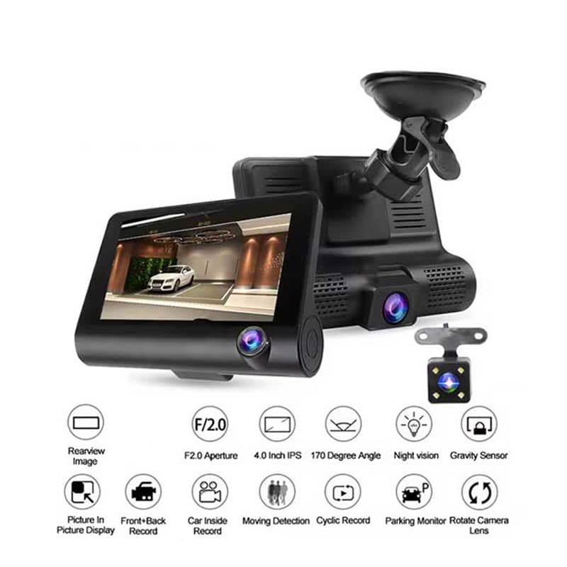 دوربین ثبت وقایع خودرو شارژی دارای نمایشگر 4 اینچی و دوربین عقب Video CAR DVR WDR پک سفید — تصویر ۳