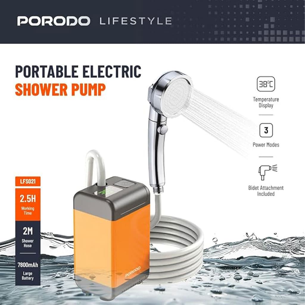 دوش شارژی پرودو مدل Porodo Lifestyle Portable Electric Shower PumP lfs021 — تصویر ۵
