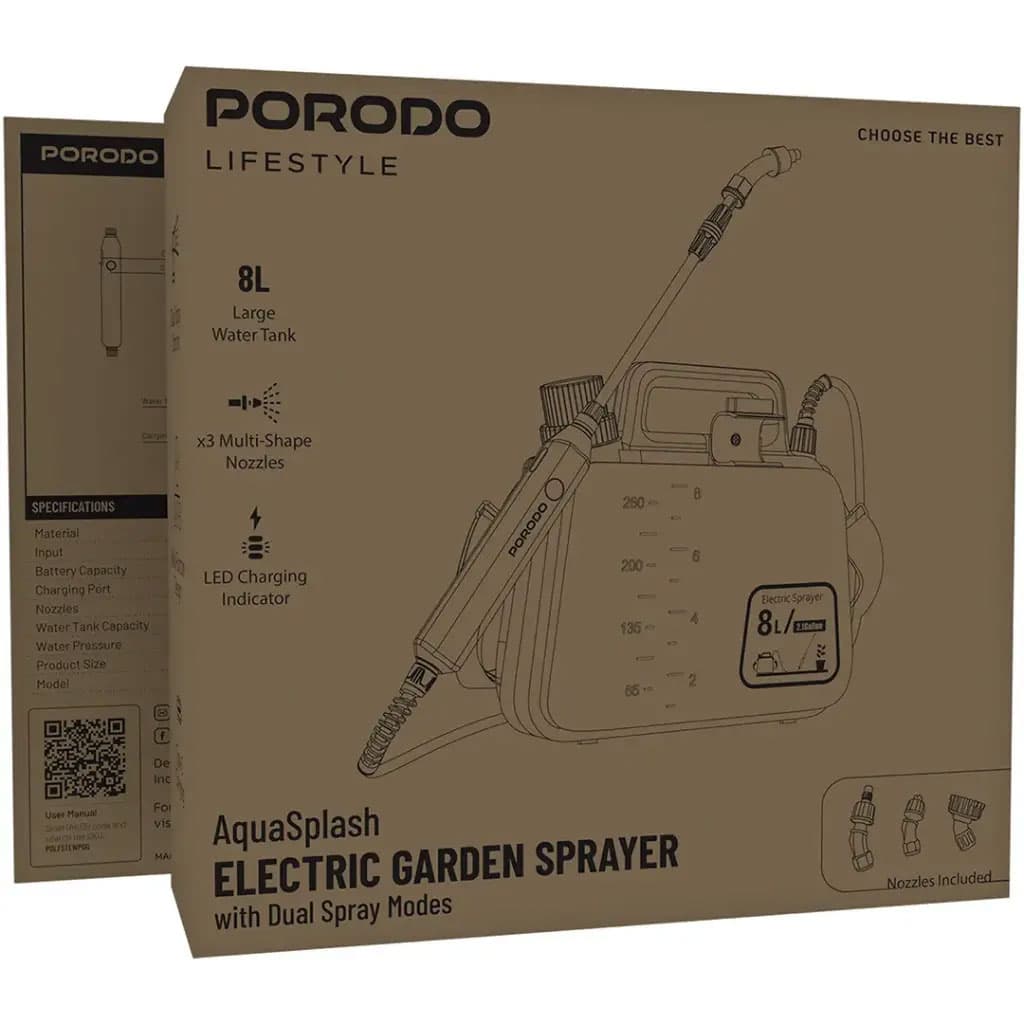 سمپاش شارژی 8 لیتری پرودو مدل آکوا اسپلش Porodo Lifestyle AquaSplash Electric Garden Sprayer — تصویر ۶