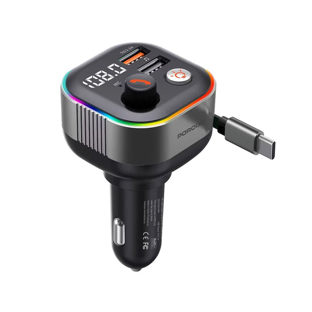 شارژر و FM پلیر پرودو مدل Porodo Audio Boost Bluetooth FM Transmitter FWC069 — تصویر ۳