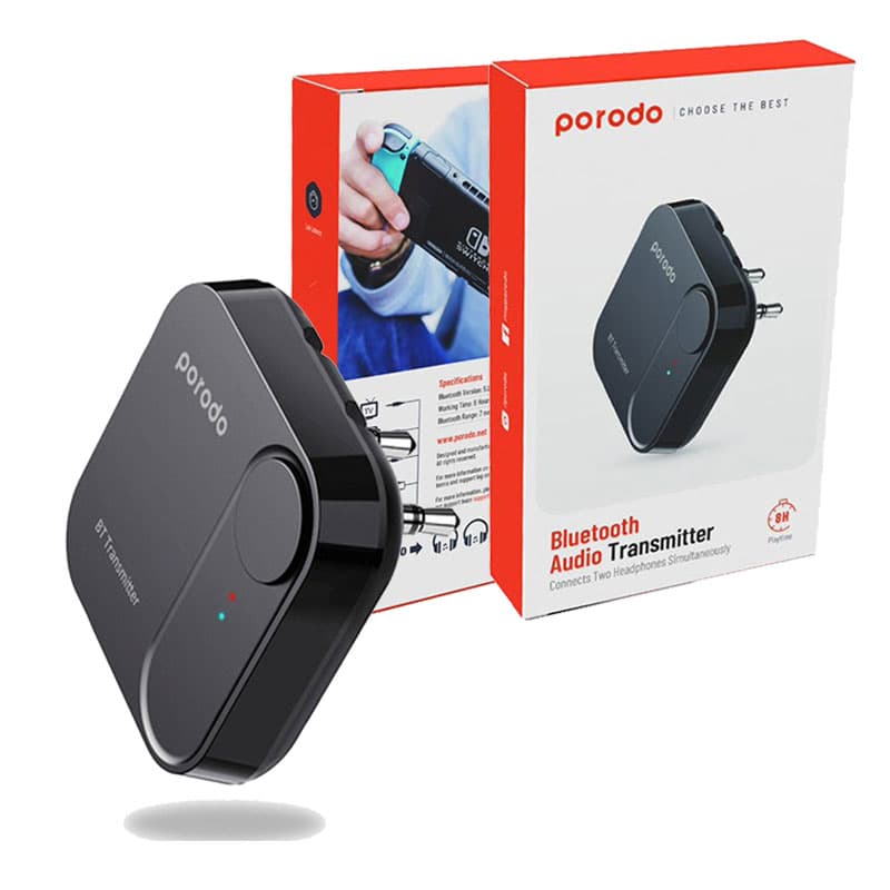 گیرنده و فرستنده بلوتوث جک 3/5 پرودو مدل Porodo Bluetooth Audio Transmitter PD-WBTAT