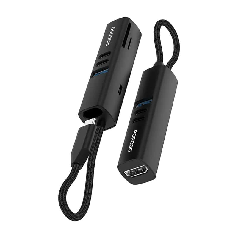 هاب 7 پورت چندکاره با ورودی Type-C پرودو مدل Porodo 7-In-1 Multi-Port USB Hub PD35037IN1 — تصویر ۲