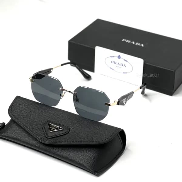 عینک آفتابی پرادا prada مدل Y33 فریم چندضلعی فلزی | لنز UV400 | مناسب زنانه و مردانه