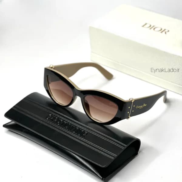 عینک آفتابی کریستین دیور Christian Dior مدل 2558 فریم گربه ای کائوچویی | لنز UV400 | زنانه