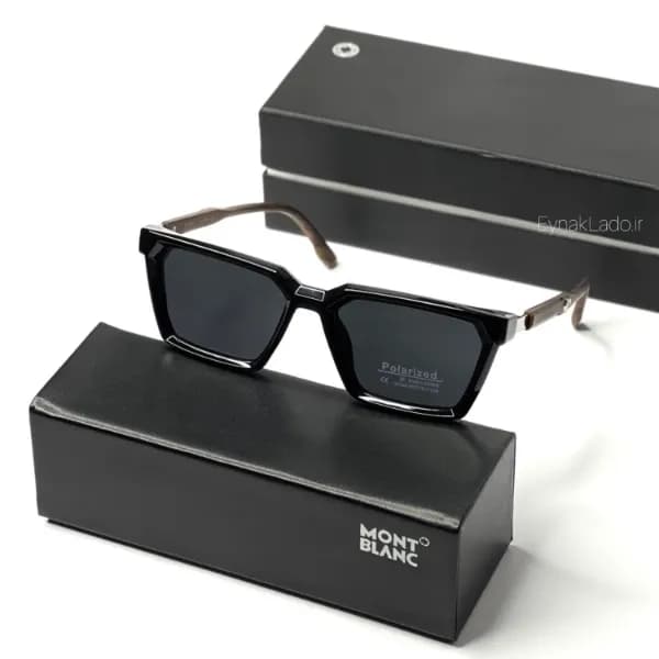 عینک آفتابی مون بلان Montblanc مدل 887 فریم مستطیلی دسته چوبی | لنز UV400 | مناسب زنانه و مردانه