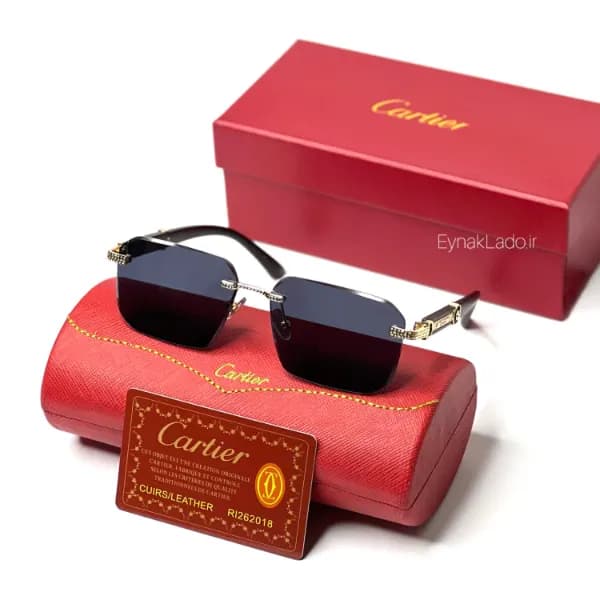 عینک آفتابی کارتیر Cartier مدل O3332 فریم مربعی فلزی | لنز UV400 | زنانه